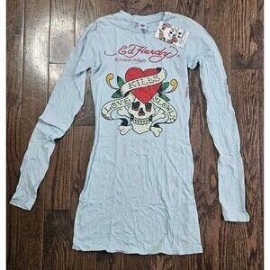 Vtg Ed Hardy Christian Audigier Y2K Longsleeve Sz S Shirt Love Kills Slowly NWT